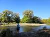 At the large beach on the Straight River just off the Arrowhead Trail.