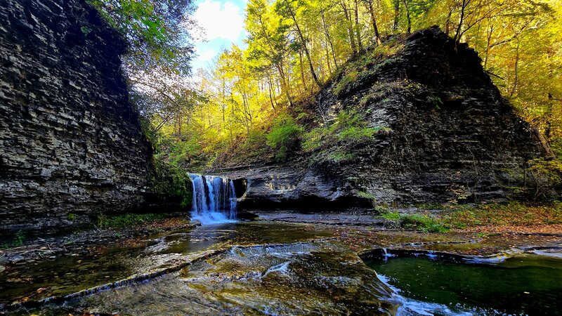 A waterfall in Robert H. Treman State Park.