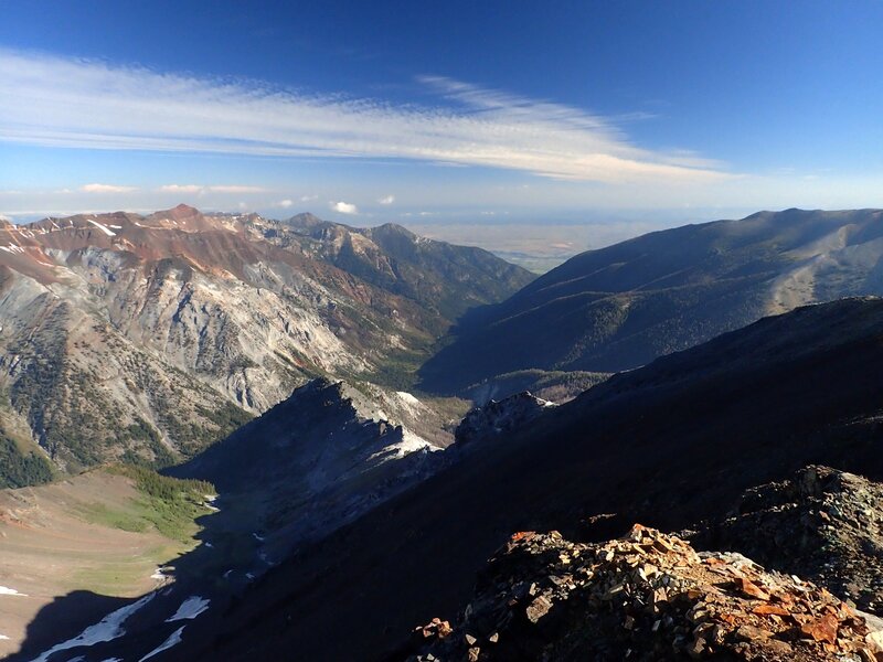 Looking north along Hurricane Creek from Sacajawea's east ridge.