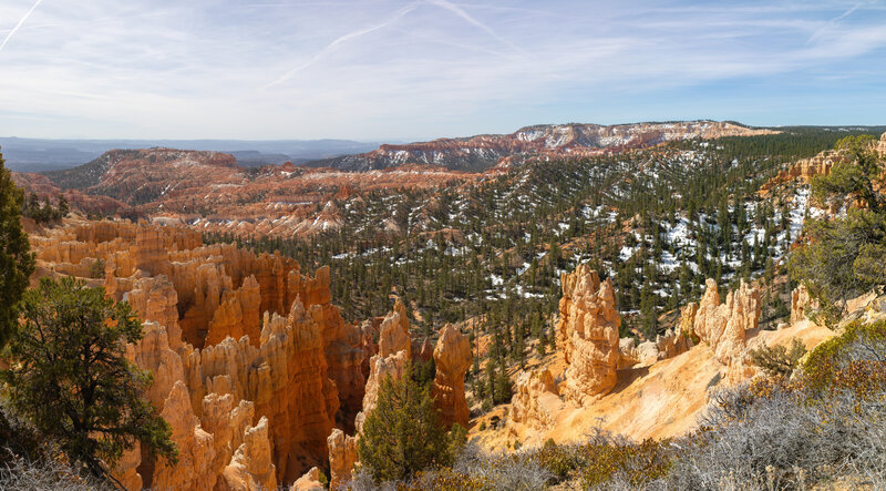 Snow covered Bryce Canyon amphitheater.