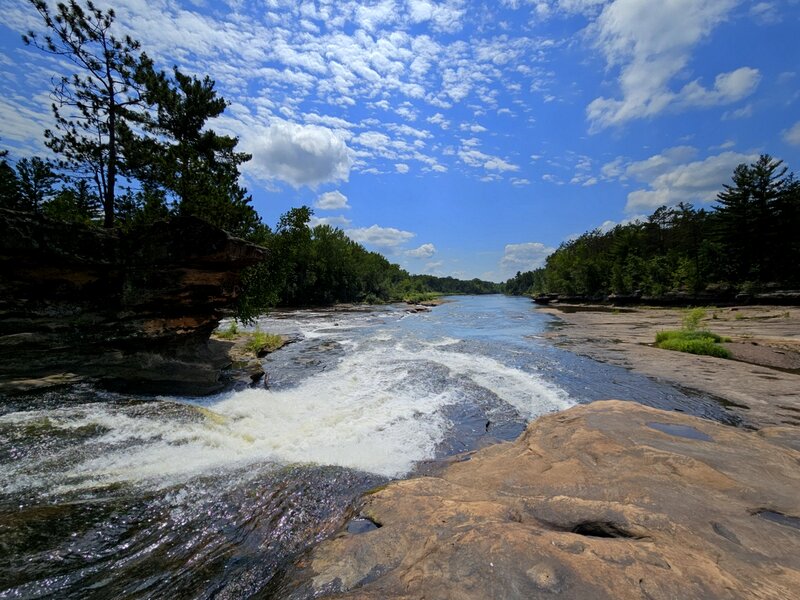 Looking downriver from above the falls