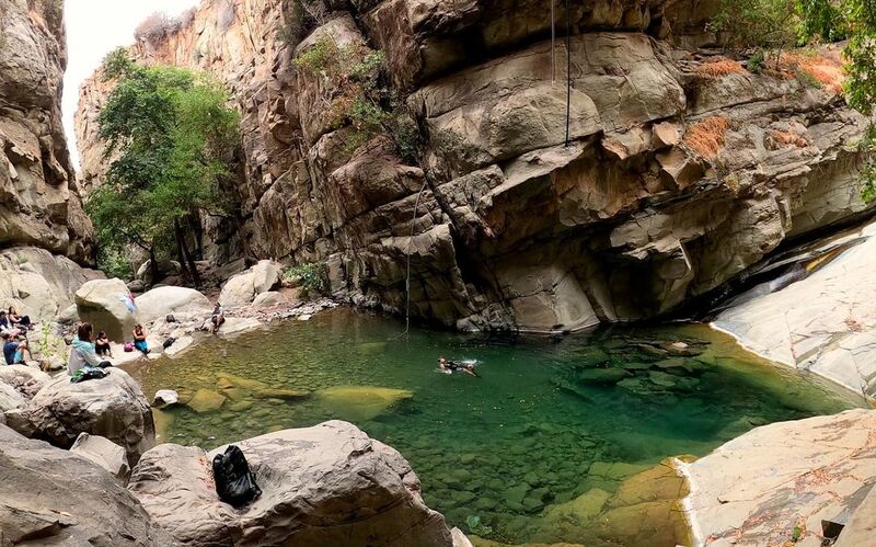 Swimming amidst one of the upper pools.