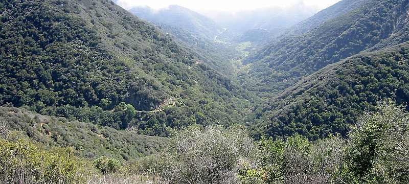 View down the valley from the trail summit