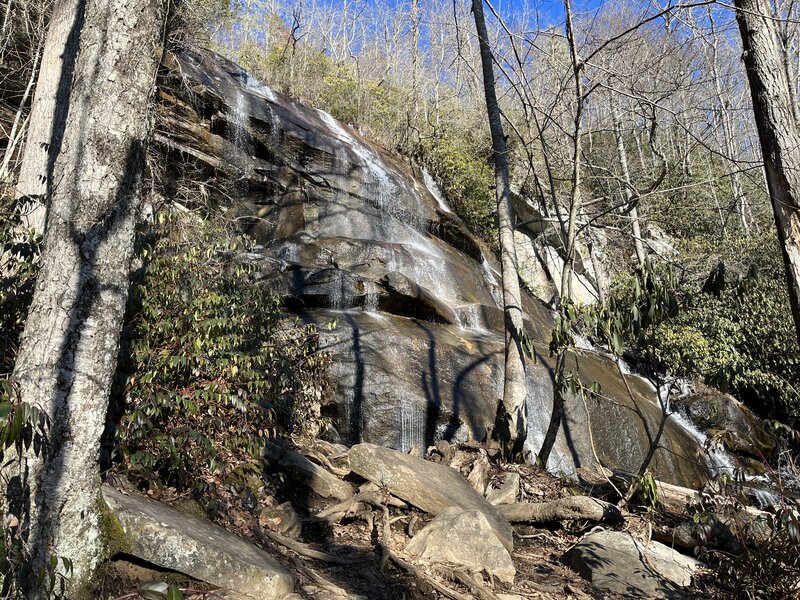 Toms Spring Falls during low flow on a frigid winter morning.