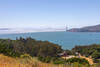 Fog covering the Golden Gate Bridge.