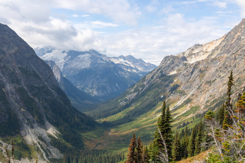 Fisher Creek Valley with Mount Logan in the distance.