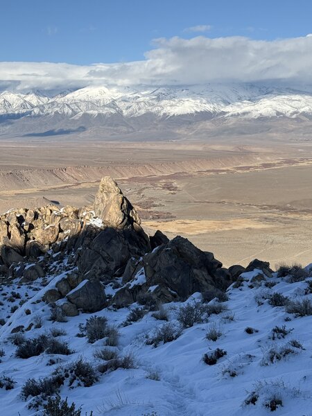 Looking east toward the White Mountains, from Tungsten Peak, soon after a fresh, low altitude blanket of snow.