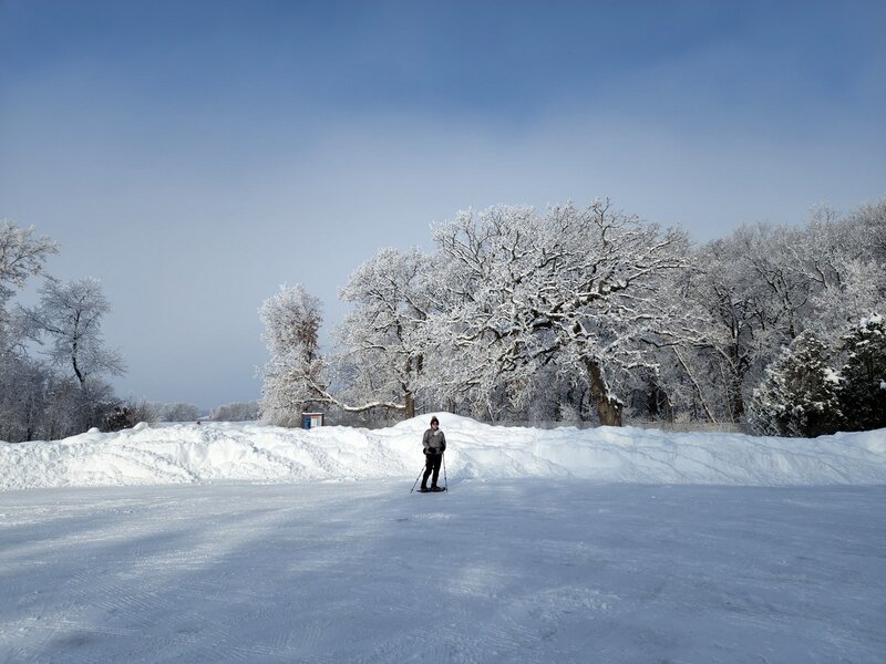 At the Cedar Lake Farm trailhead in winter.