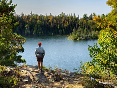 An overlook of Ennis Lake.