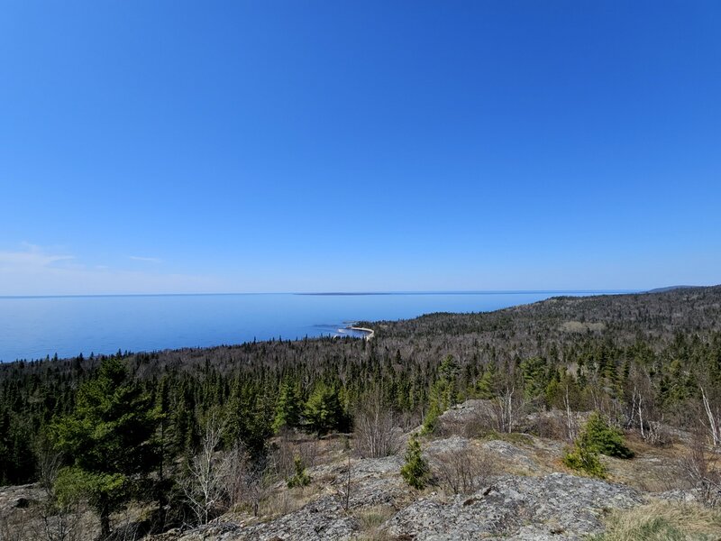 Lake Superior and the mouth of the Baldhead River from the second overlook.
