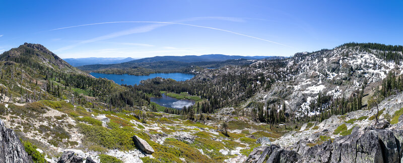 Panorama across Mount Elwell and the Lakes Basin.