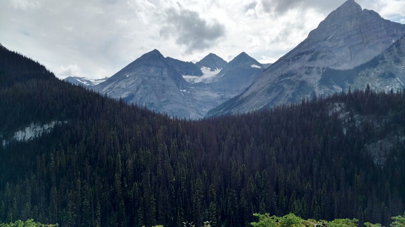 Distant glaciated peaks to the west, are seen from high on Viewpoint Trail.