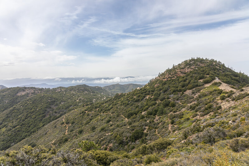 Looking back at the zigzags up the ridge.