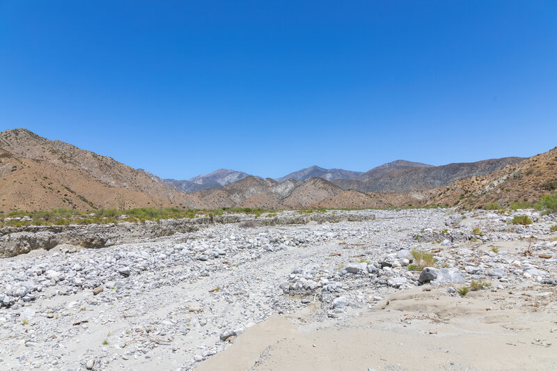 Crossing the Whitewater River bed.
