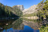 Dream Lake with Hallett Peak towering in the distance.