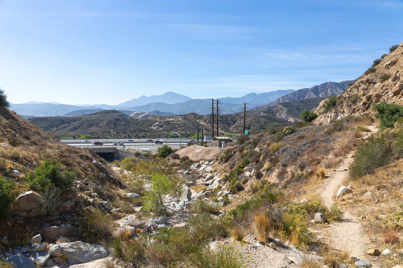 Emerging from Crowder Canyon onto Interstate 15.