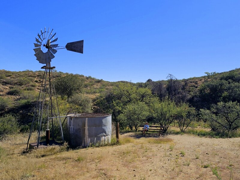 Relaxing in the shade at the old windmill.