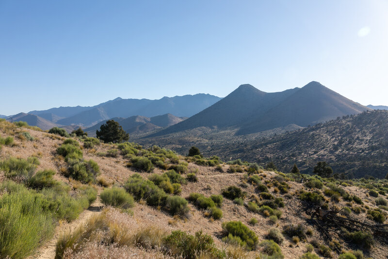 The mountains north of Walker Pass with Mount Jenkins in the distance.