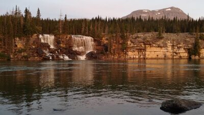 Shire Falls in the early morning light at Cascades trail camp.