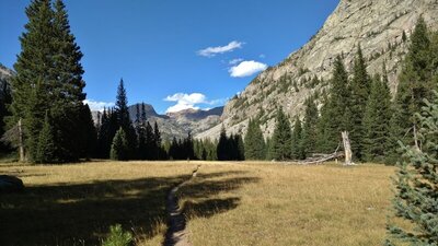 Grassy meadows of New Fork Park near the head of New Fork Canyon.